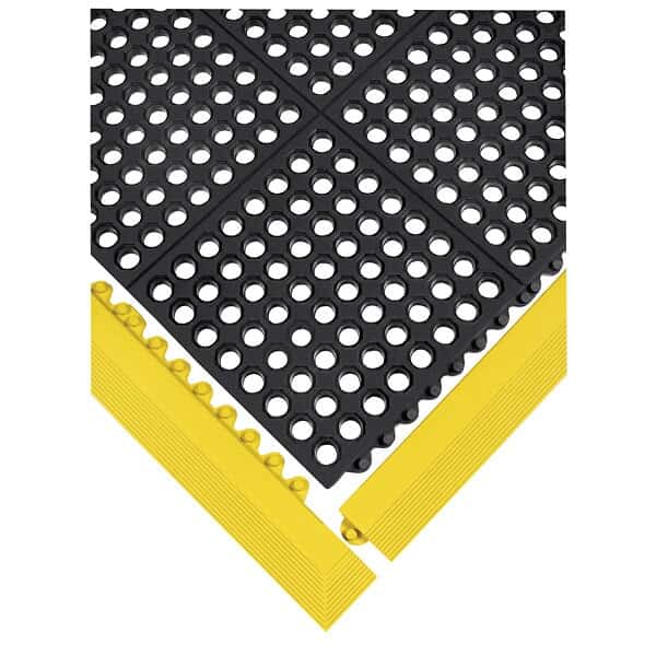 Wearwell 24/Seven® Modular Industrial Anti-Fatigue Mat, Grease Resistant, Drainage, Black, 3 ft x 3 ft