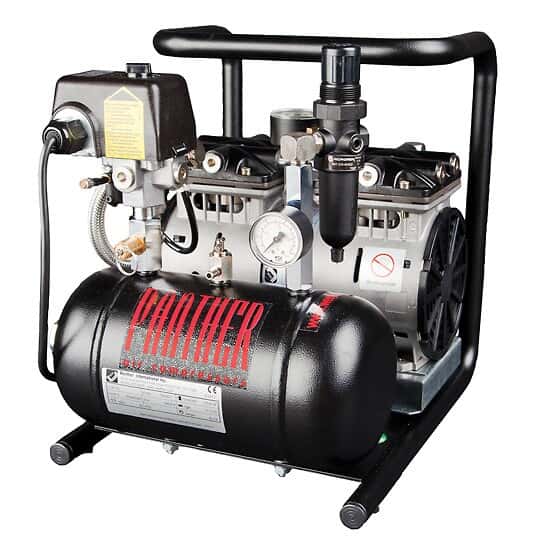 Werther PC120/4 Ultra-Quiet Oilless Air Compressor, 1.25 cfm/0.93 gal Tank; 220V