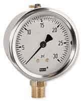 Wika 213.53 Liquid Filled Industrial Pressure Gauge, 0 to 1500 psi, 2.5