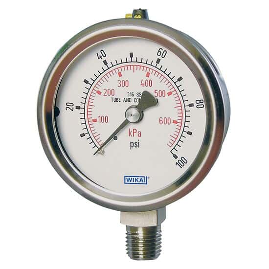 Wika 9768718 Bourdon Tube Pressure Gauge, 0 to 60 psi, 2.5