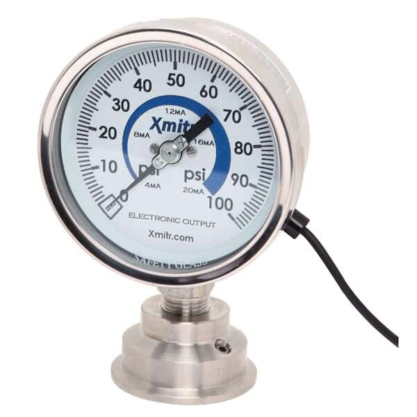 Xmitr Sanitary Pressure Gauges, 30" Hg to 30 psi from ColeParmer