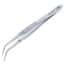 Cole-Parmer Stainless Steel Tweezers, w/ Pin, Bent Tips, Serrated, 101mm