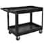 Luxor Tub Shelf Utility Cart, Heavy Duty, with Two 2-1/2" Tub Shelves, Black