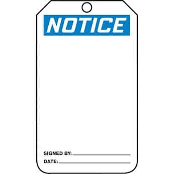 Accident Prevention Tags; Notice: Blank (write your own message)