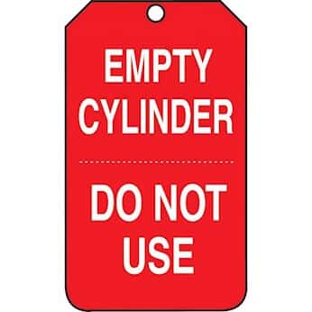Accident Prevention Tags; Status Tags; Empty Cylinder - Do Not Use