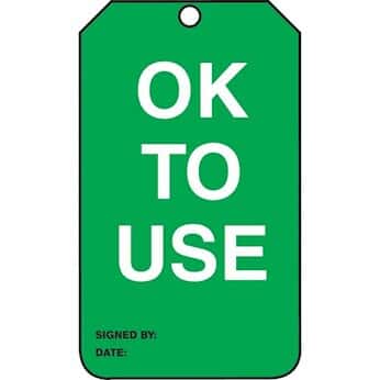 Accident Prevention Tags; Status Tags; Ok To Use