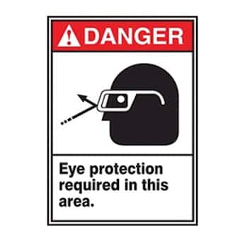 ANSI Danger: Eye Protection Required Signs