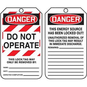 Lock Out/Tag Out; Danger - Do Not Operate (white block)