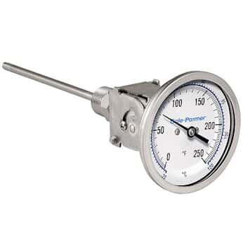 Cole-Parmer® Adjustable-Angle Industrial Silicone-Filled Bimetal Thermometers