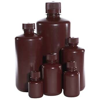 Cole-Parmer® Amber Narrow-Mouth Plastic Bottles, HDPE