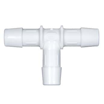 Cole-Parmer® Cleanroom Hose Barb Fittings, Tee Union, White Nylon