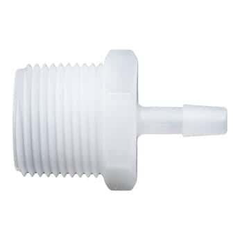 Cole-Parmer® Cleanroom NPT(M) to Hose Barb Fittings, Straight Adapter, Natural Kynar®