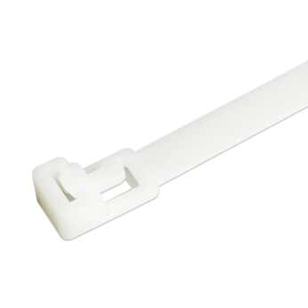Cole-Parmer® Reusable Releasable Cable Zip Ties, White Nylon