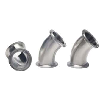 Cole-Parmer® Sanitary Clamp Fittings, 45° Elbow Union, 316 Stainless Steel