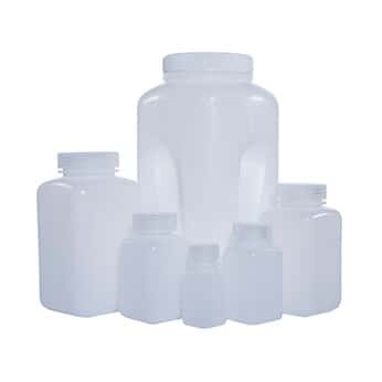 Cole-Parmer® Square Wide-Mouth Plastic Bottles, HDPE