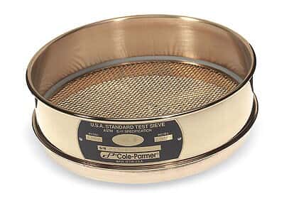Cole-Parmer Testing Sieves, 8 inch, Brass Frame/Brass Wire