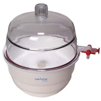 Cole-Parmer® Vacuum Desiccators with White Base, PP/PC