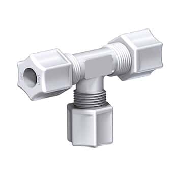 Compression Union Tee Fittings, PVDF, 5/pack