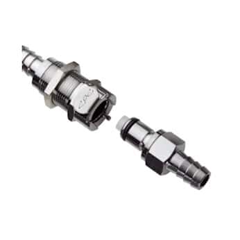 CPC® (Colder) LCD Quick-Disconnect Fittings, Hose Barb Body & Insert, Valved, Chrome-Plated Brass