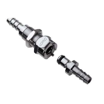 CPC® (Colder) MCD Quick-Disconnect Fittings, Hose Barb Body & Insert, Valved, Chrome-Plated Brass 