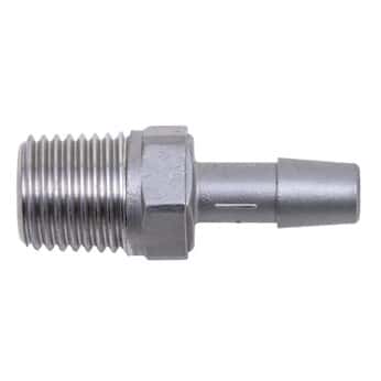 Eldon James Threaded NPT(M) to Hose Barb Fittings, Straight Adapter, Stainless Steel