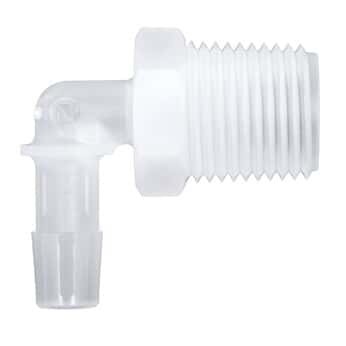 Eldon James Threaded to Hose Barb Fittings, 90° Elbow, Animal-Derivative-Free Polypropylene