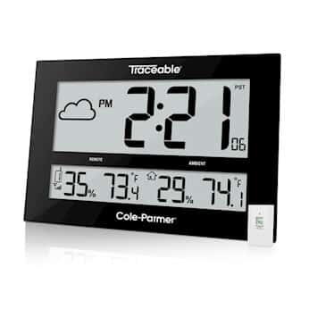 QK & Sons Large LCD Digital Alarm Clock | Wall Or Desk | Thermometer & Big Display