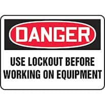 Accuform Danger - Use Lockout Before Working on Equiprment Signs