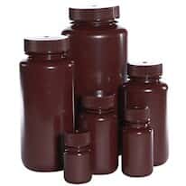 Cole-Parmer® Economy Amber Wide-Mouth Plastic Bottle, HDPE