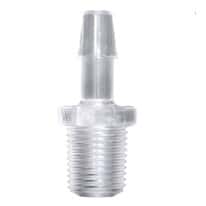 Cole-Parmer® NPT(M) to Hose Barb Fittings, Straight Adapter, Natural Polycarbonate