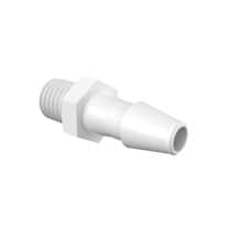 Cole-Parmer® Threaded to Hose Barb Fitting, Straight Adapter, Natural PVDF