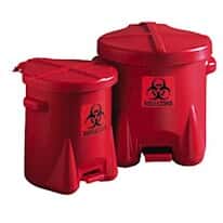 Eagle Red Biohazard Waste Cans, HDPE