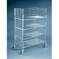 Heavy-Duty Three-Sided, Four-Shelf Wire Utility Carts