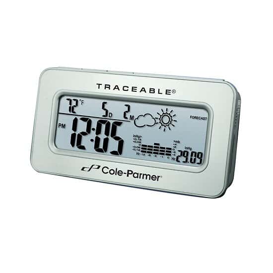 ColeParmer Traceable® Workstation Barometer with Clock and Calibration
