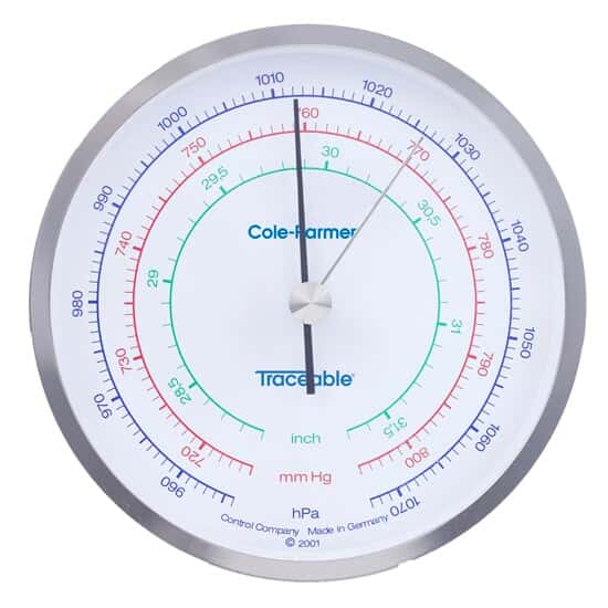 Barometer Test Scale Traceable® Three-Scale Dial Barometer with Calibration - Cole-Parmer