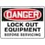 DANGER - LOCK OUT EQUIPMENT BEFORE SERVICING