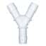 Cole-Parmer® Cleanroom Hose Barb Fittings, Y Union, White Nylon